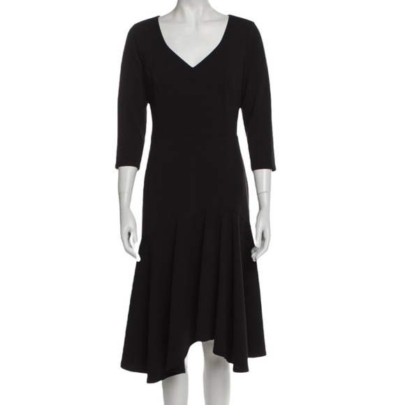 HALSTON HERITAGE | V Neck Midi Dress - Picture 1 of 7